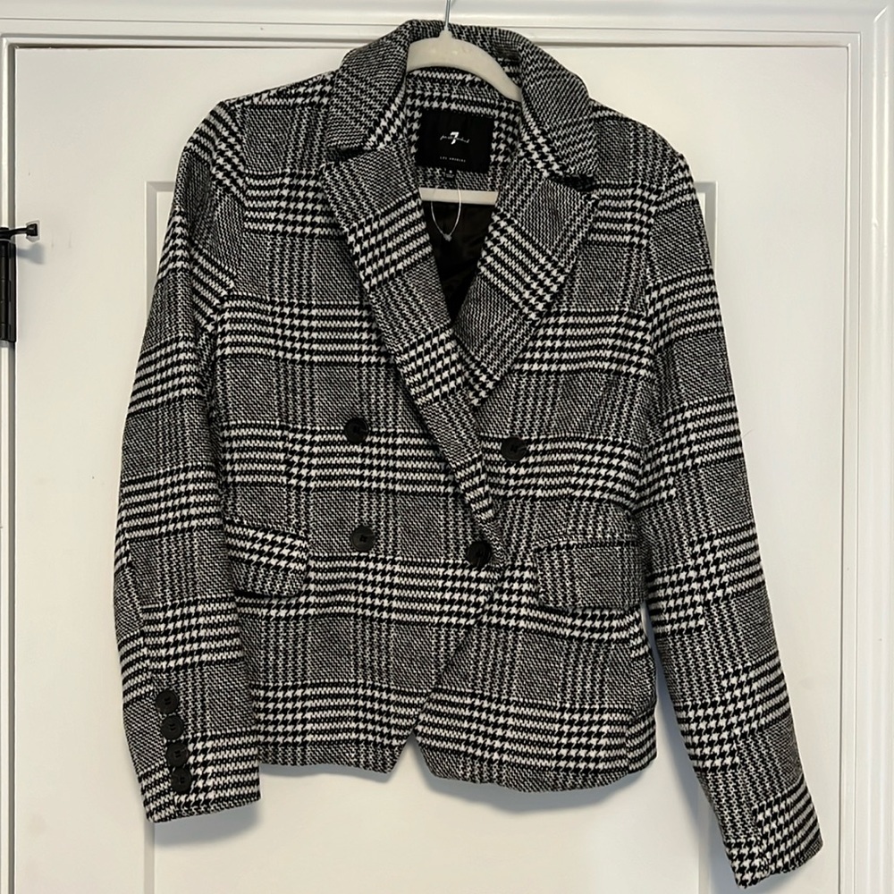 7 for All Mankind Wool blend Plaid Blazer